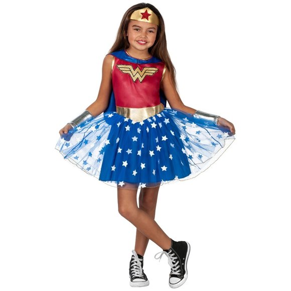 Girls Rubie's Wonder Woman Costume Dress Up Size Sm 6/6X M 7/8 tutu skirting NWT - Picture 1 of 3